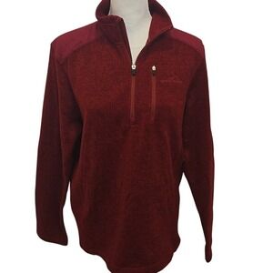 Eddie Bauer Women's Red Fleece Lined Quarter Zip‎ Pullover Medium Normcore Gorp